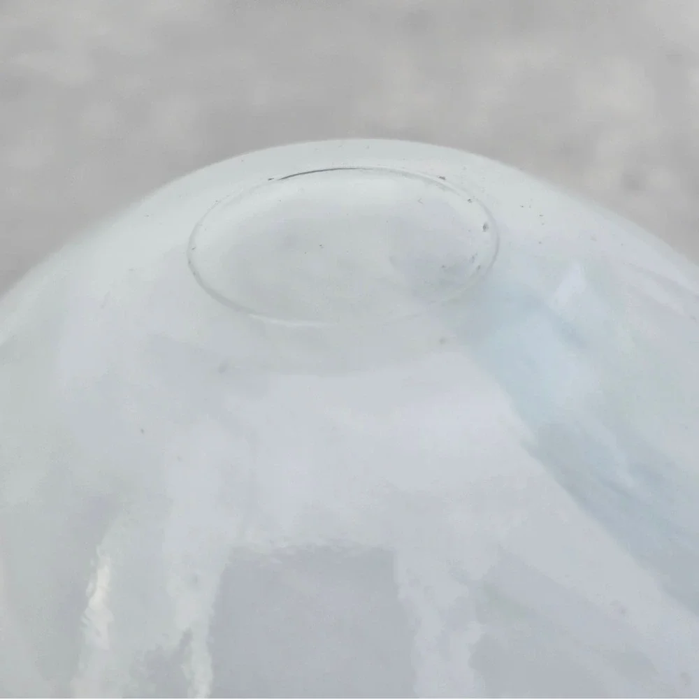 Heavy Art Glass Votive Candle Holders Set of 2 White Swirl Hurricane Design